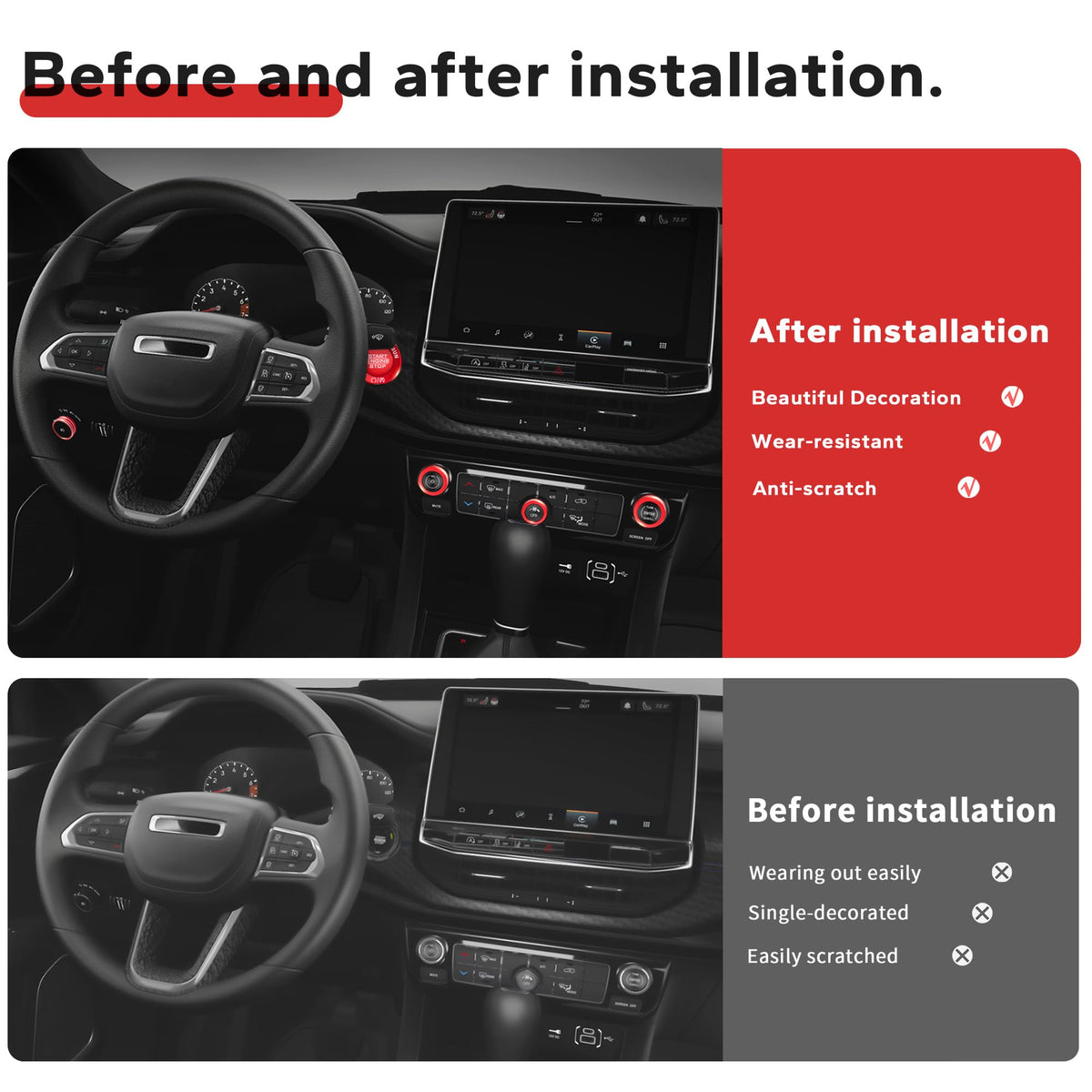 Polodunn before and after covering scratches to restore knobs