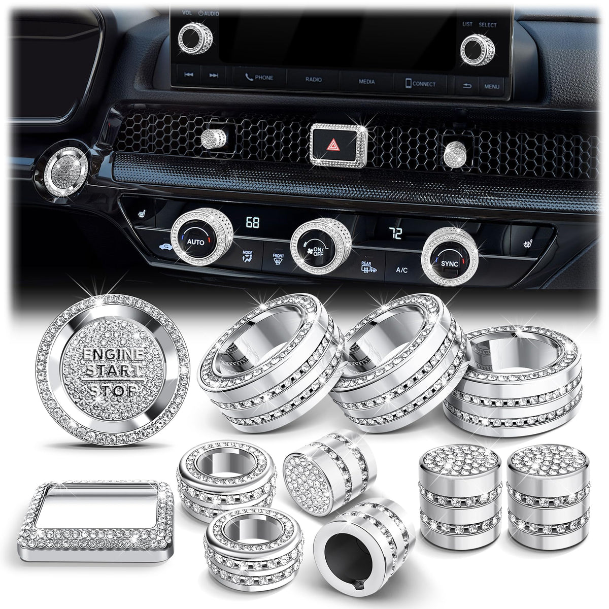 Polodunn front console overview showing full 12-piece trim kit installed, enhancing interior