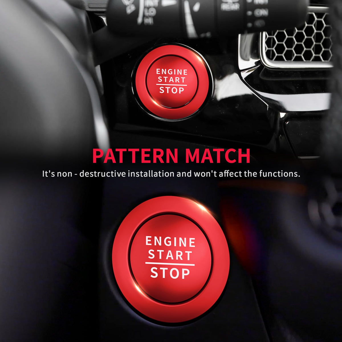 Polodunn hazard knob trim in vehicle interior showing cohesive styling and safety access benefit