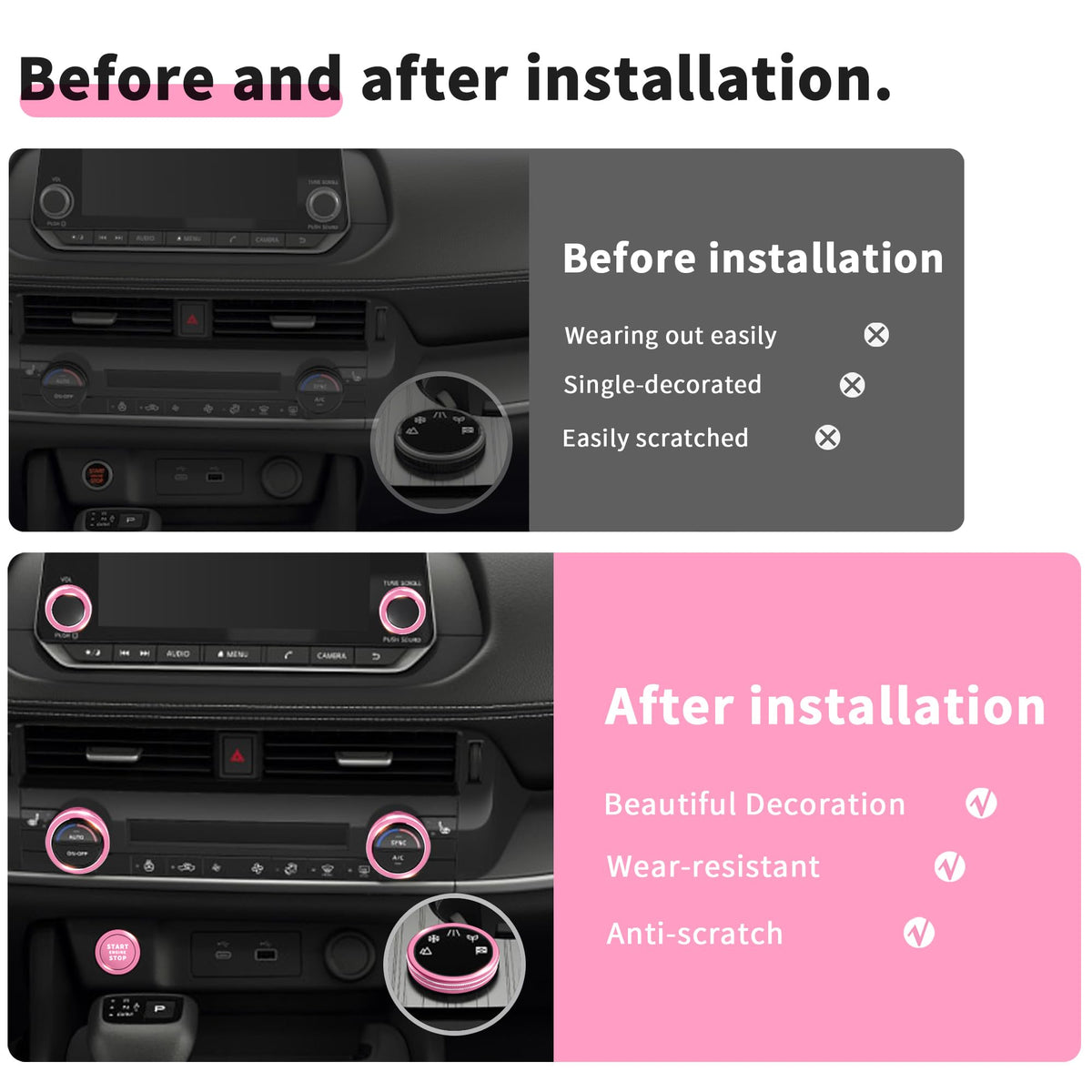 Polodunn push start button covers held in hand showing easy application