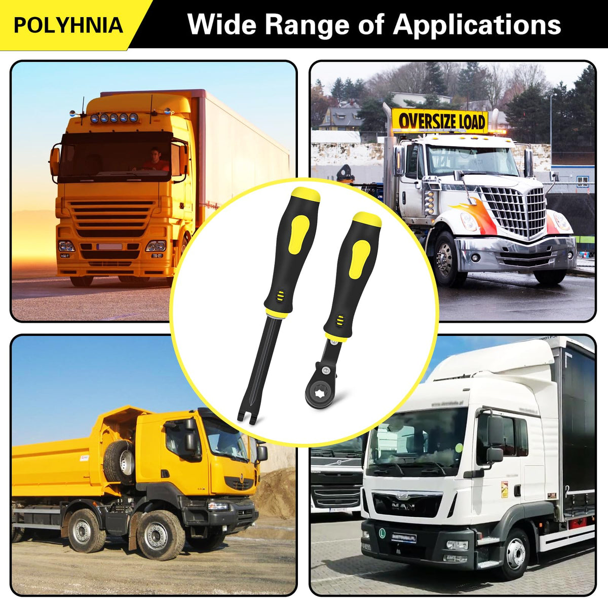 POLYHNIA tool beside hand and ruler showing compact size for toolbox portability