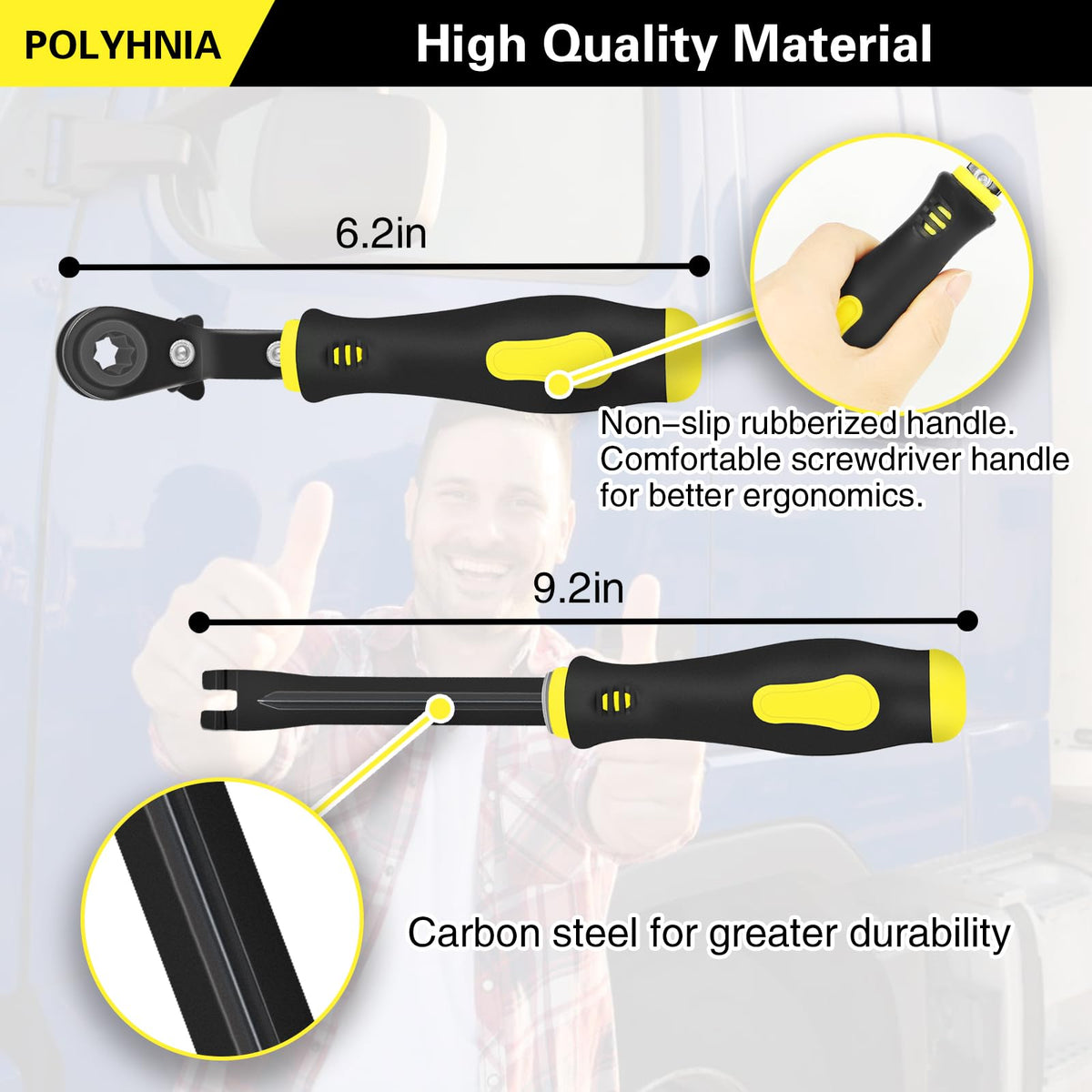 POLYHNIA 5/16 double-square wrench head detail for secure fastener engagement