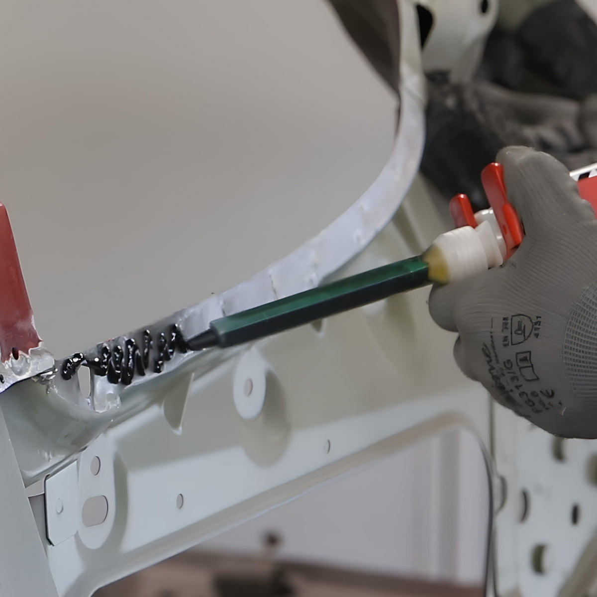 Polymix product label and technical info close-up, provides cure and safety details