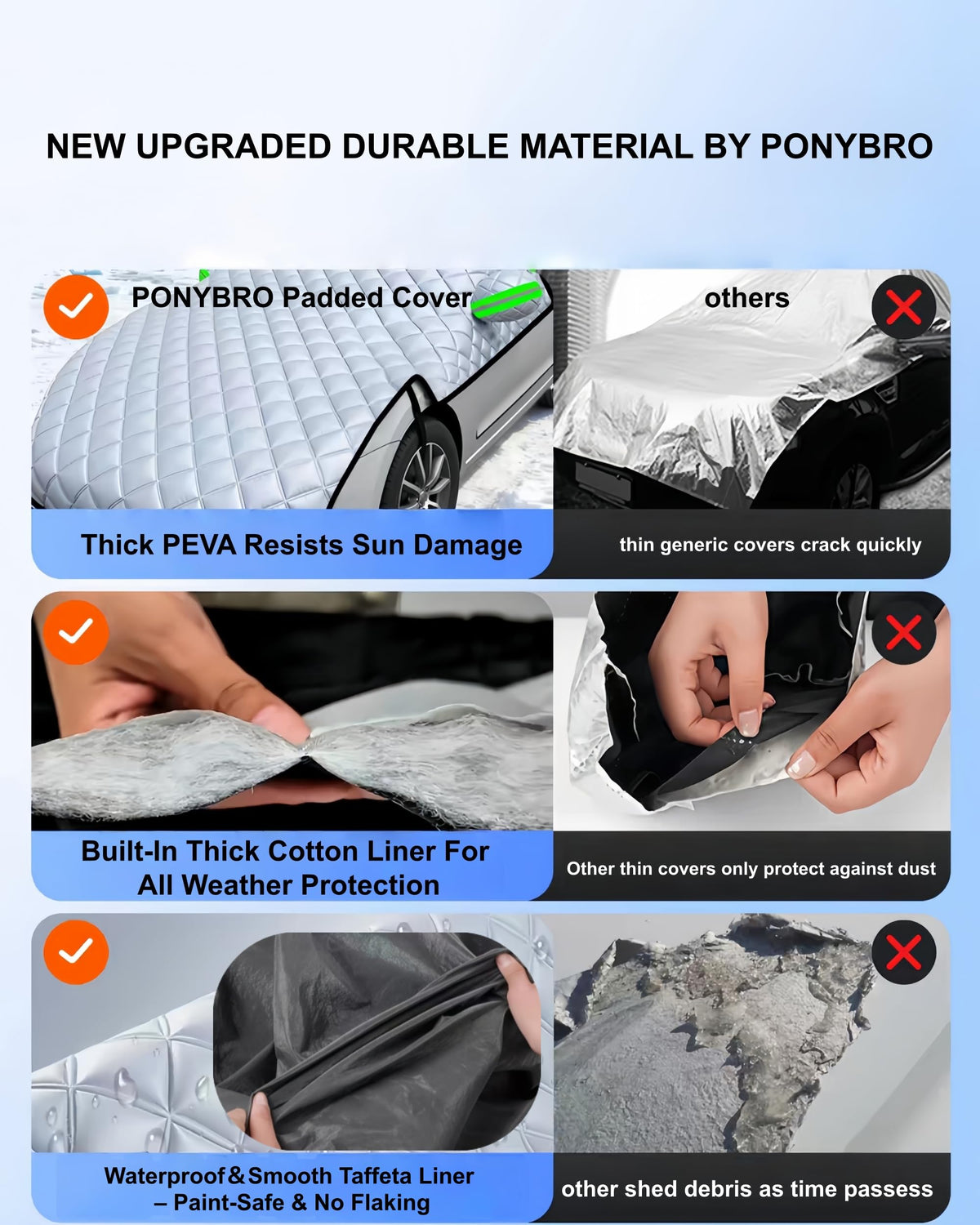 PONYBRO elastic strap attachment securing cover tight against wind