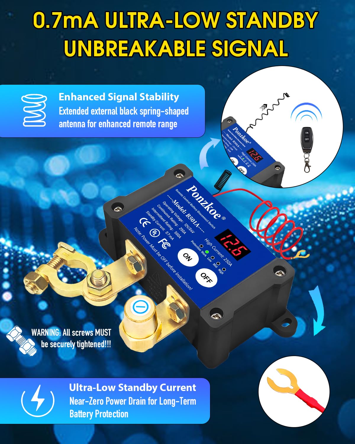 Ponzkoe extended black antenna enhancing remote range and signal
