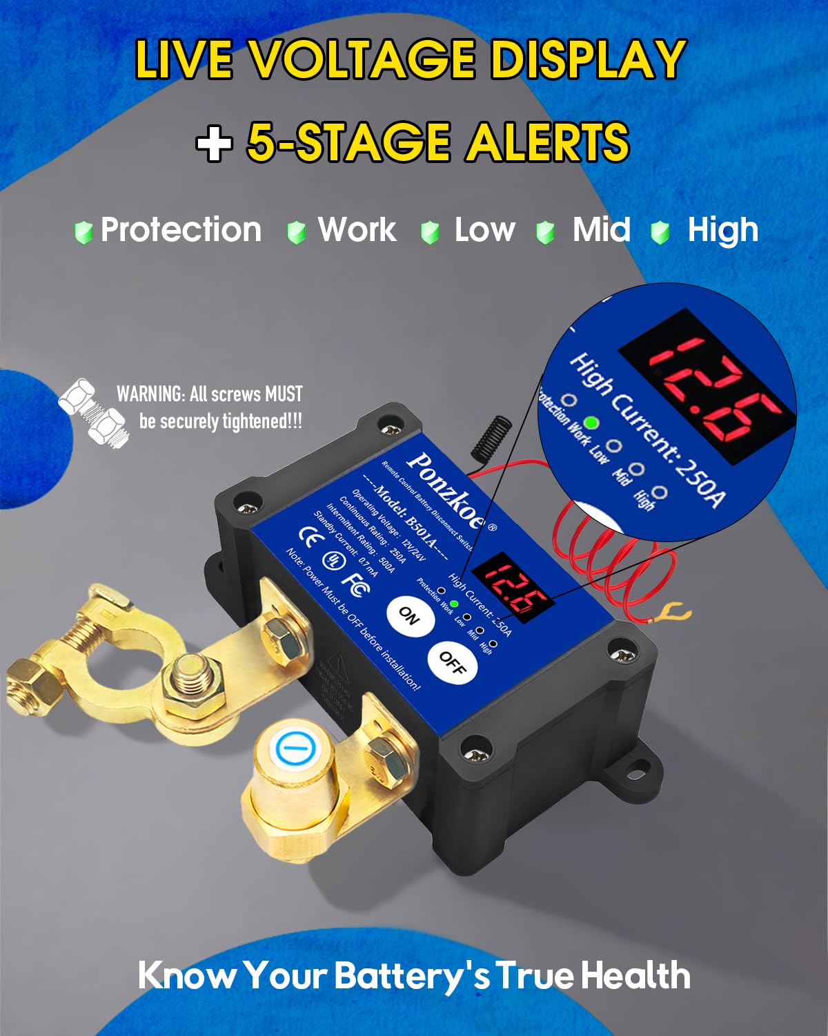 Ponzkoe in an RV parking setting protecting batteries during storage