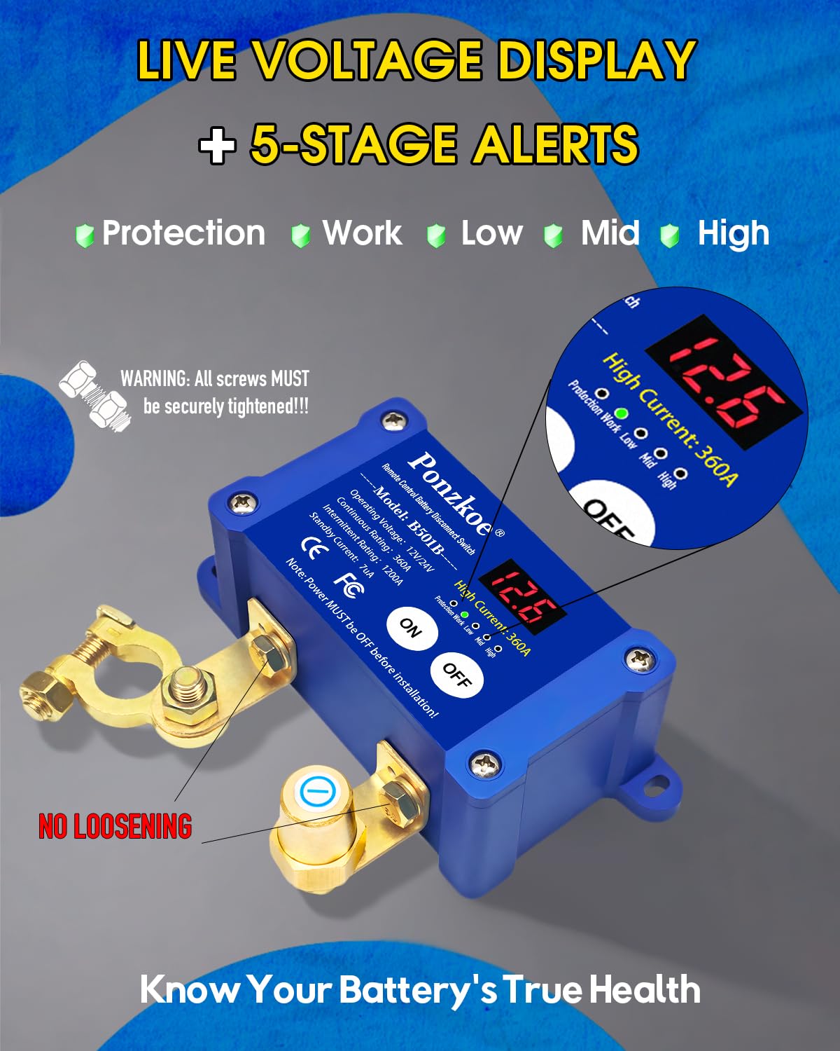 Ponzkoe packaging with included hardware showing supplied accessories for secure install