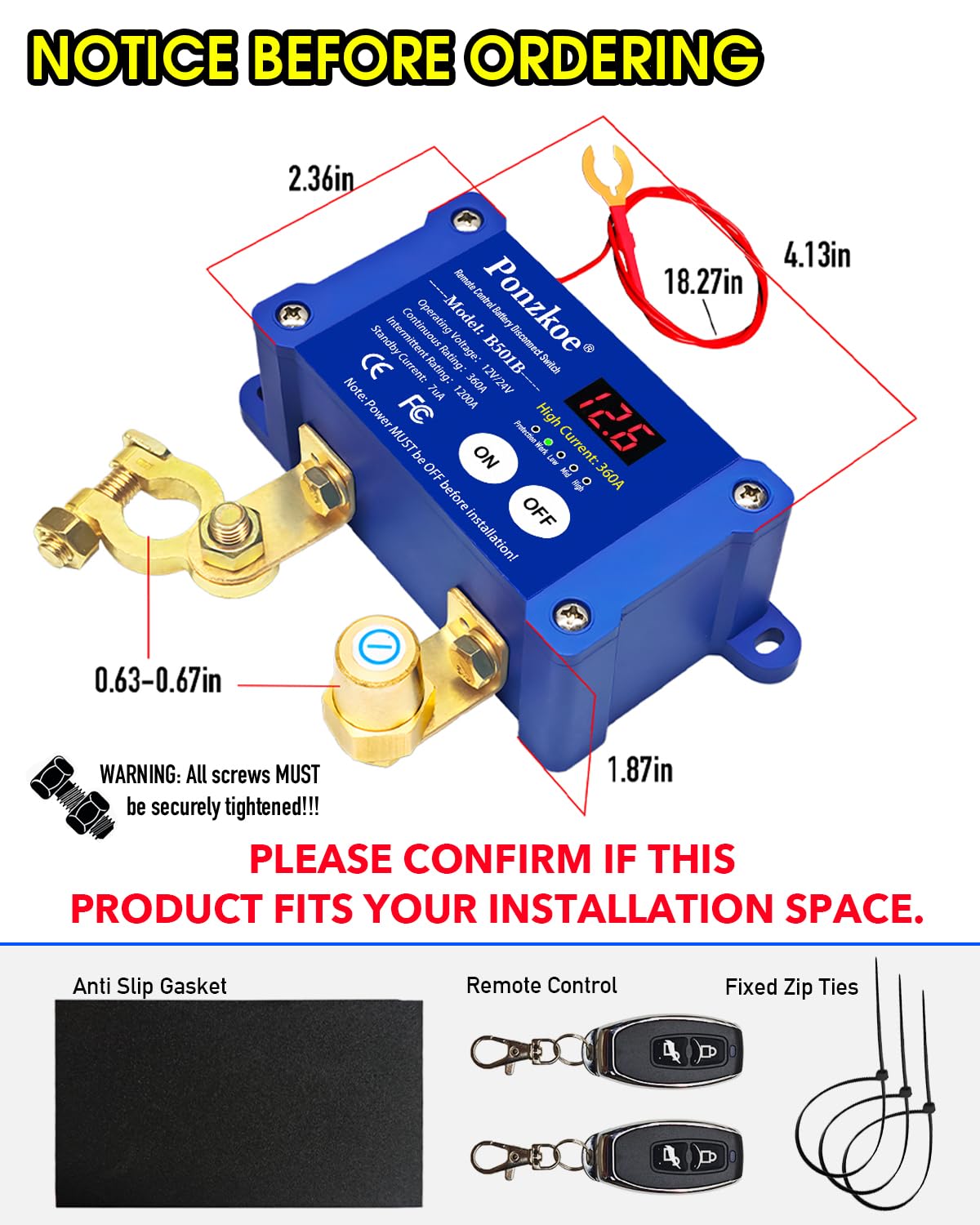 Ponzkoe remote keychain with extended antenna showing convenient one-click operation