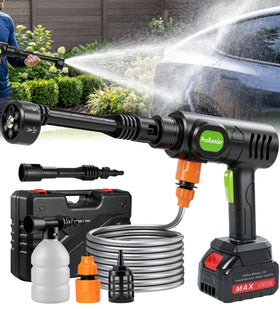 PoolLeader front view of cordless cleaner showing compact design and quick-start benefit