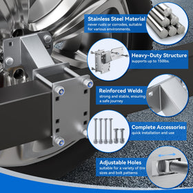 POOWEE laid-out hardware showing included bolts washers and nuts for straightforward installation