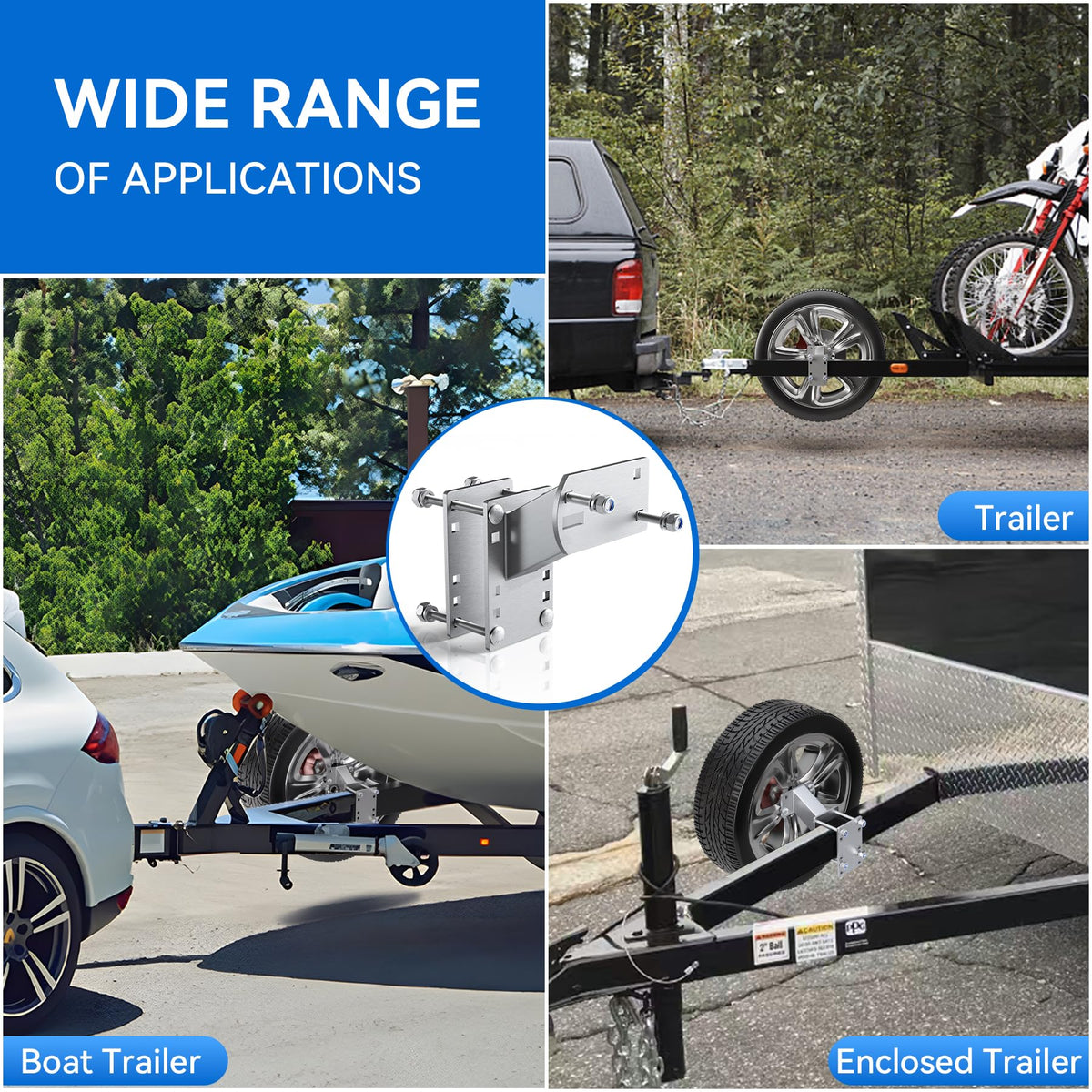 POOWEE carrier next to standard tire showing scale and ability to handle full-size spares safely