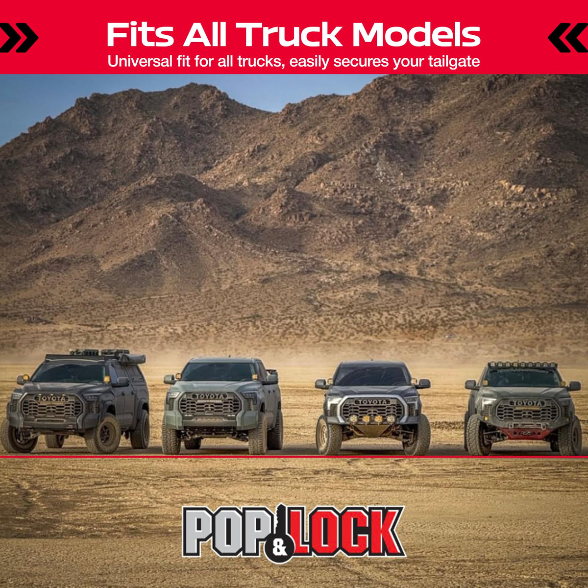 Pop & Lock PL9900 installed on a Toyota Tacoma tailgate demonstrating secure fit