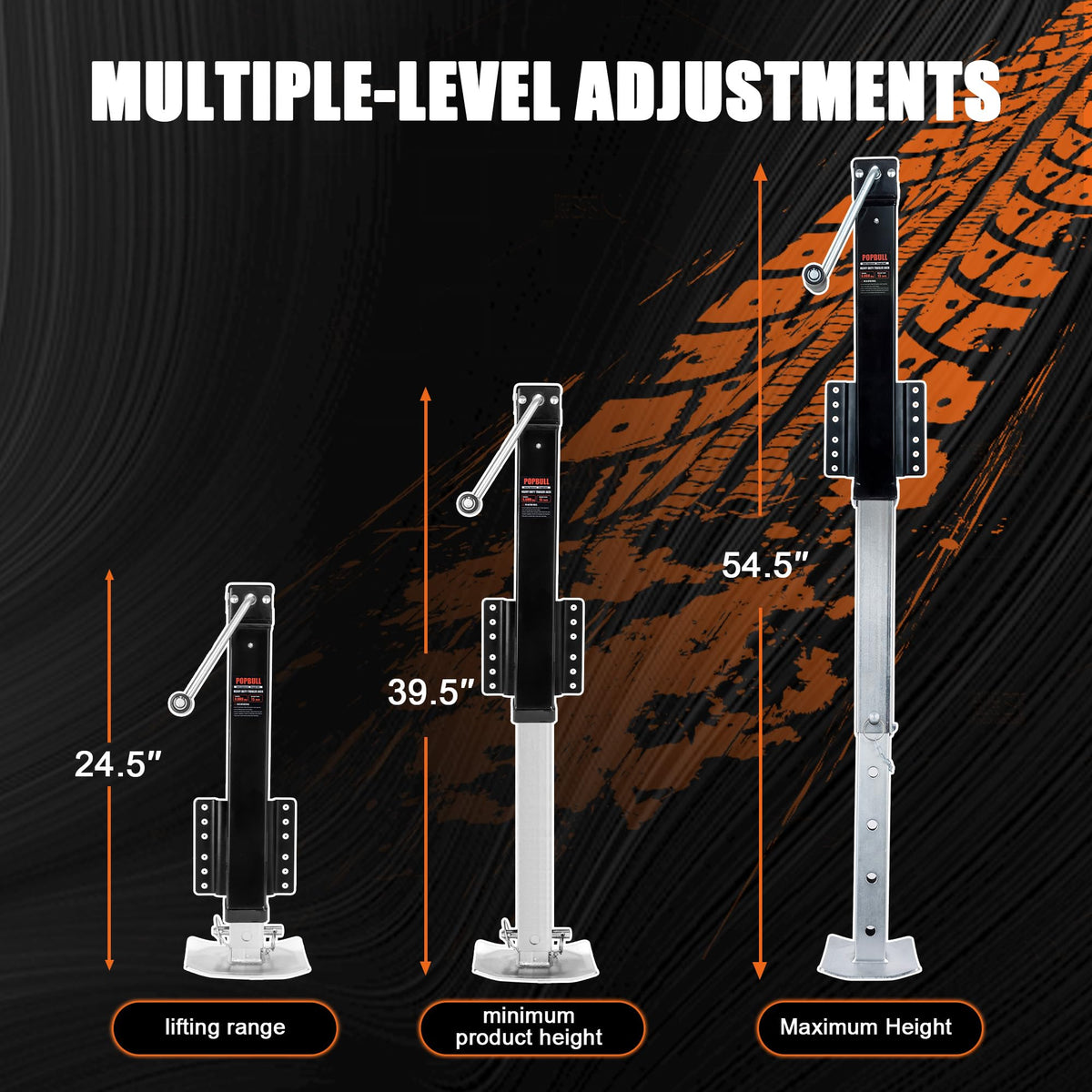 POPBULL adjustable drop leg mechanism giving precise height control