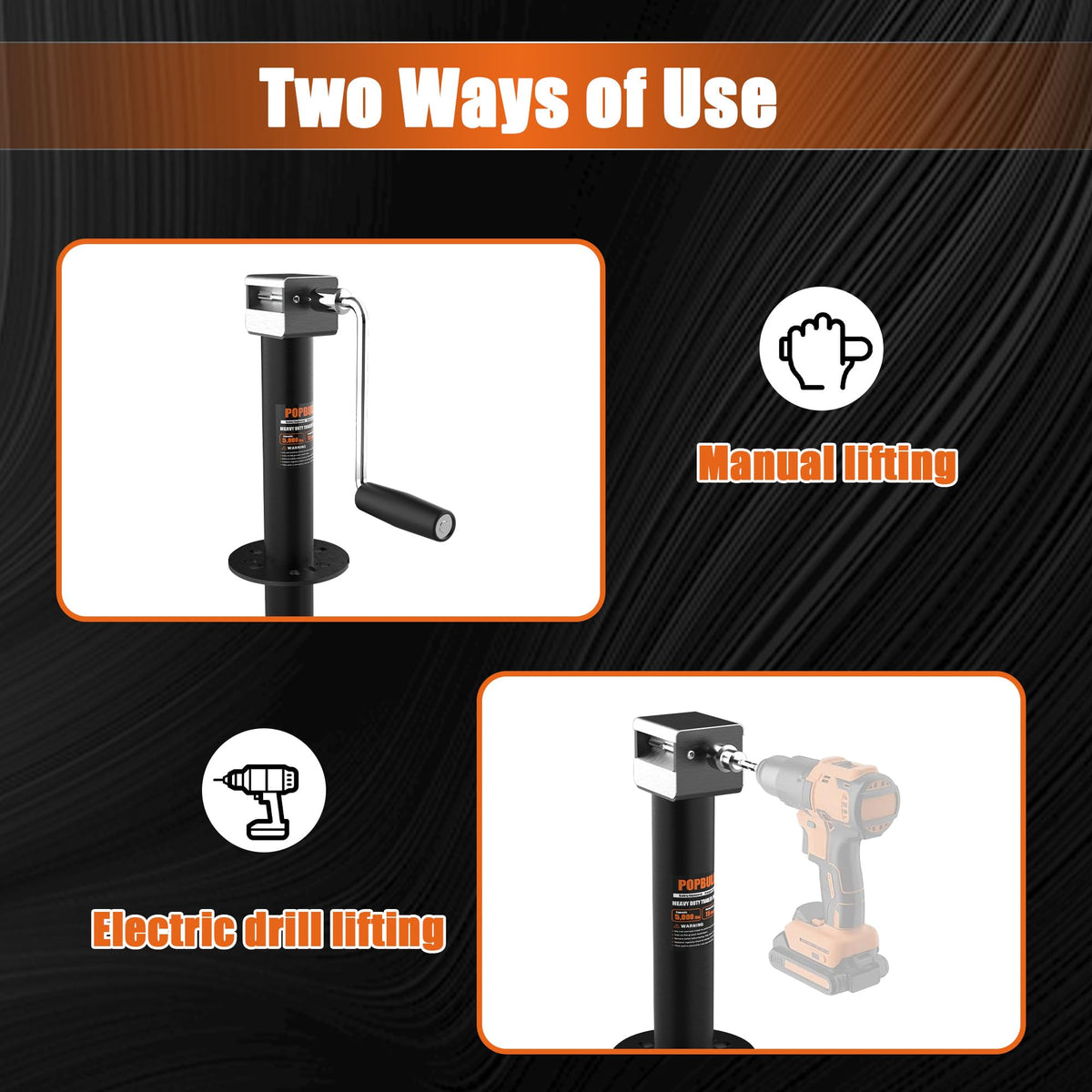 POPBULL drill-powered operation with cordless drill for faster, low-effort lifting