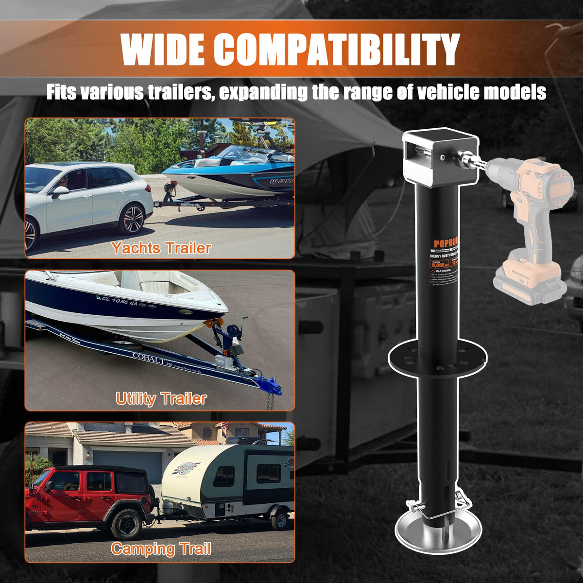 POPBULL lifestyle trailer setup at campground demonstrating quick hitching convenience