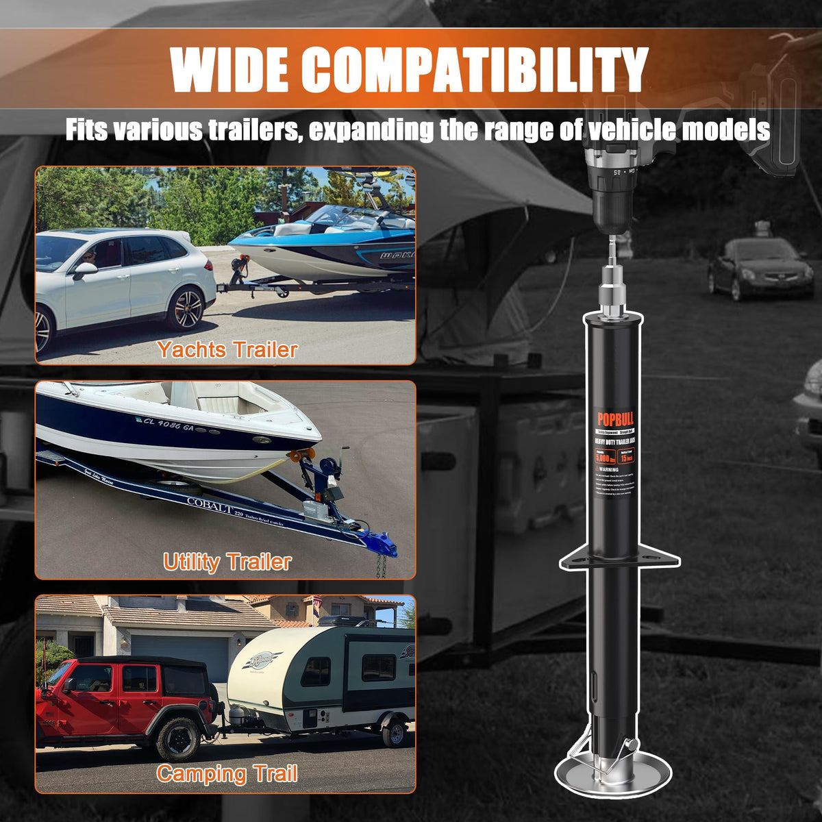 POPBULL scale comparison with ruler showing 30-inch lift range and clear size benefit