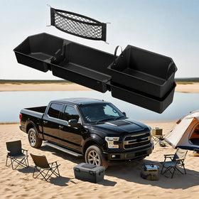 POPSTORE front view of underseat storage box showing fit and low profile for tidy cabin