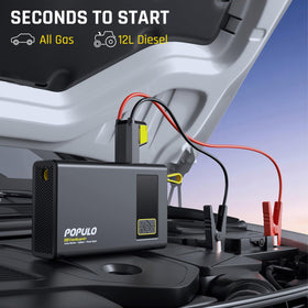 populo digital compressor display showing PSI readout for precise automatic inflation