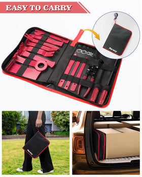 Poraxy tools on workbench during car interior installation for speed