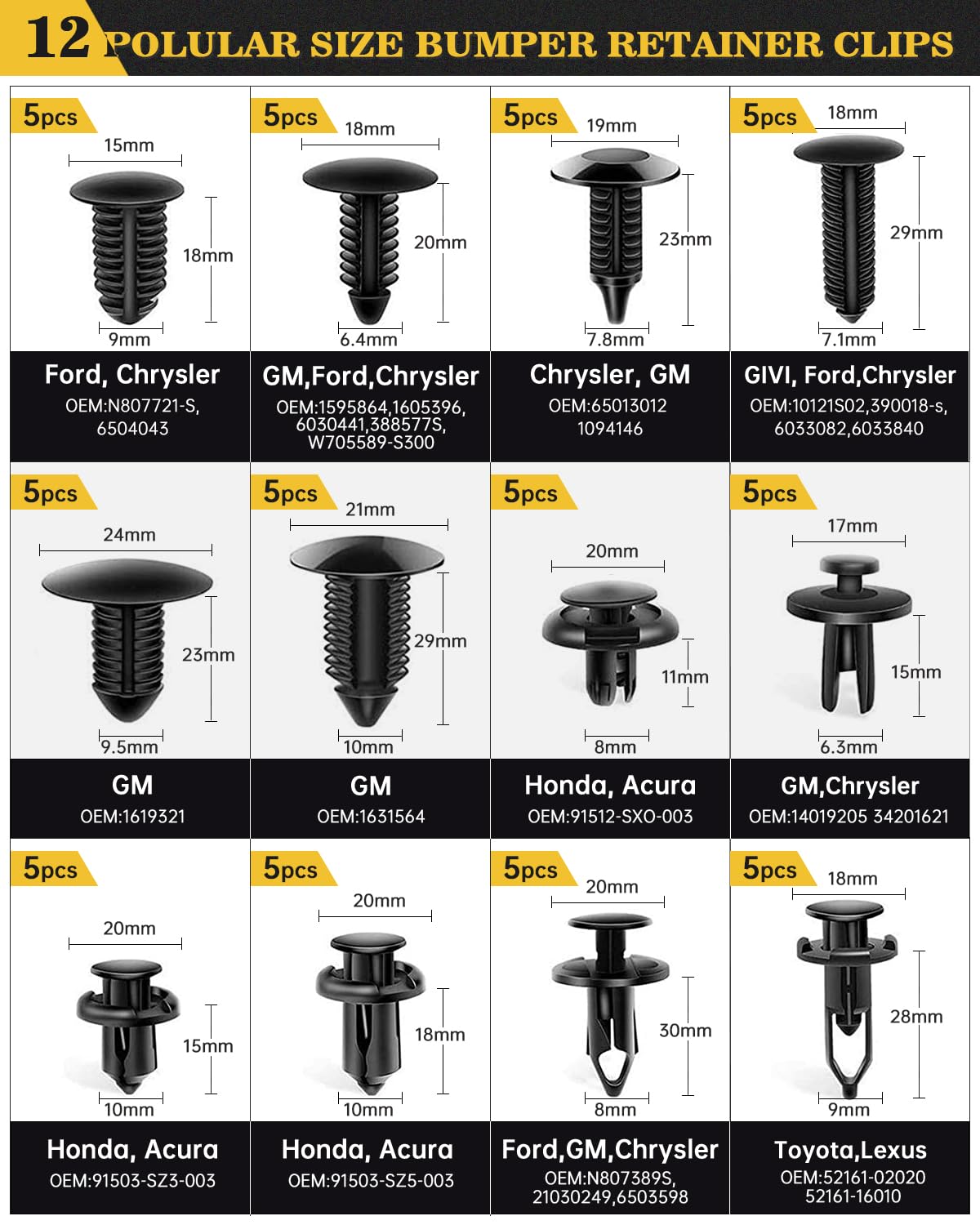 Poraxy assortment of retainer clips and cable clips, ready for refit