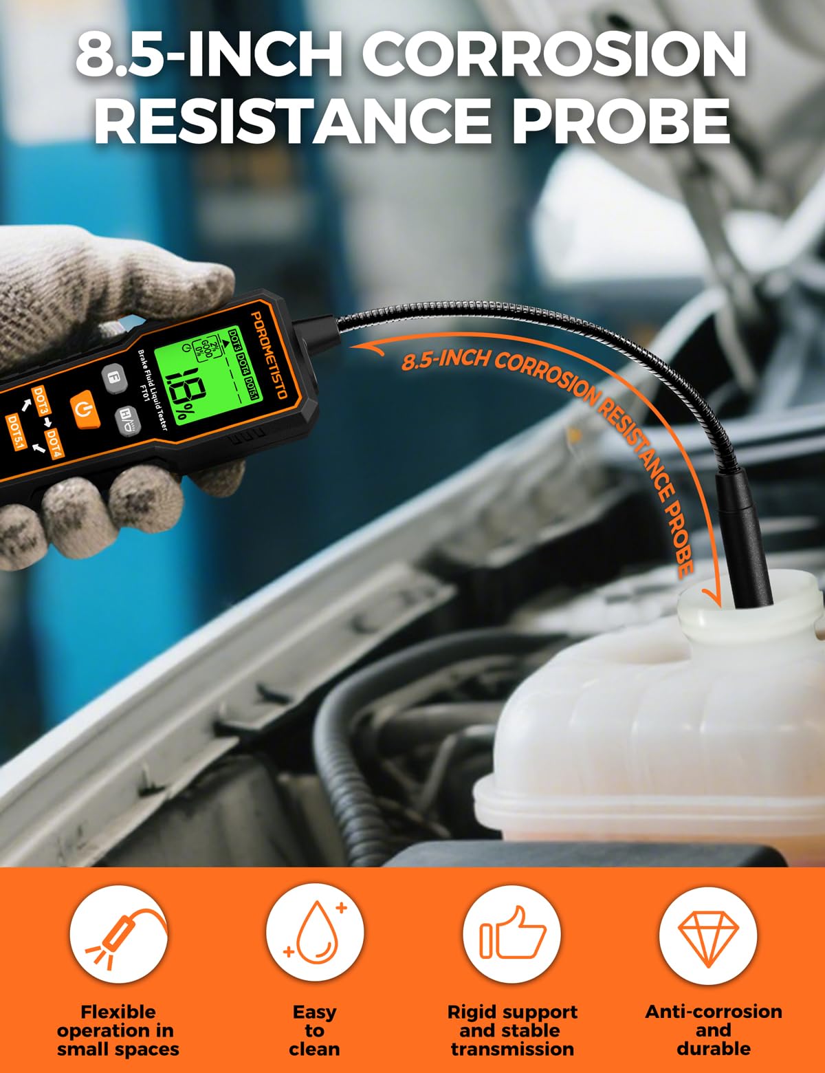 POROMETISTO tester in use on a brake bleeder valve for accurate checks