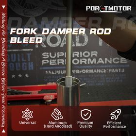 porotmotor oil level tool in-use inside fork tube delivering accurate oil measurement
