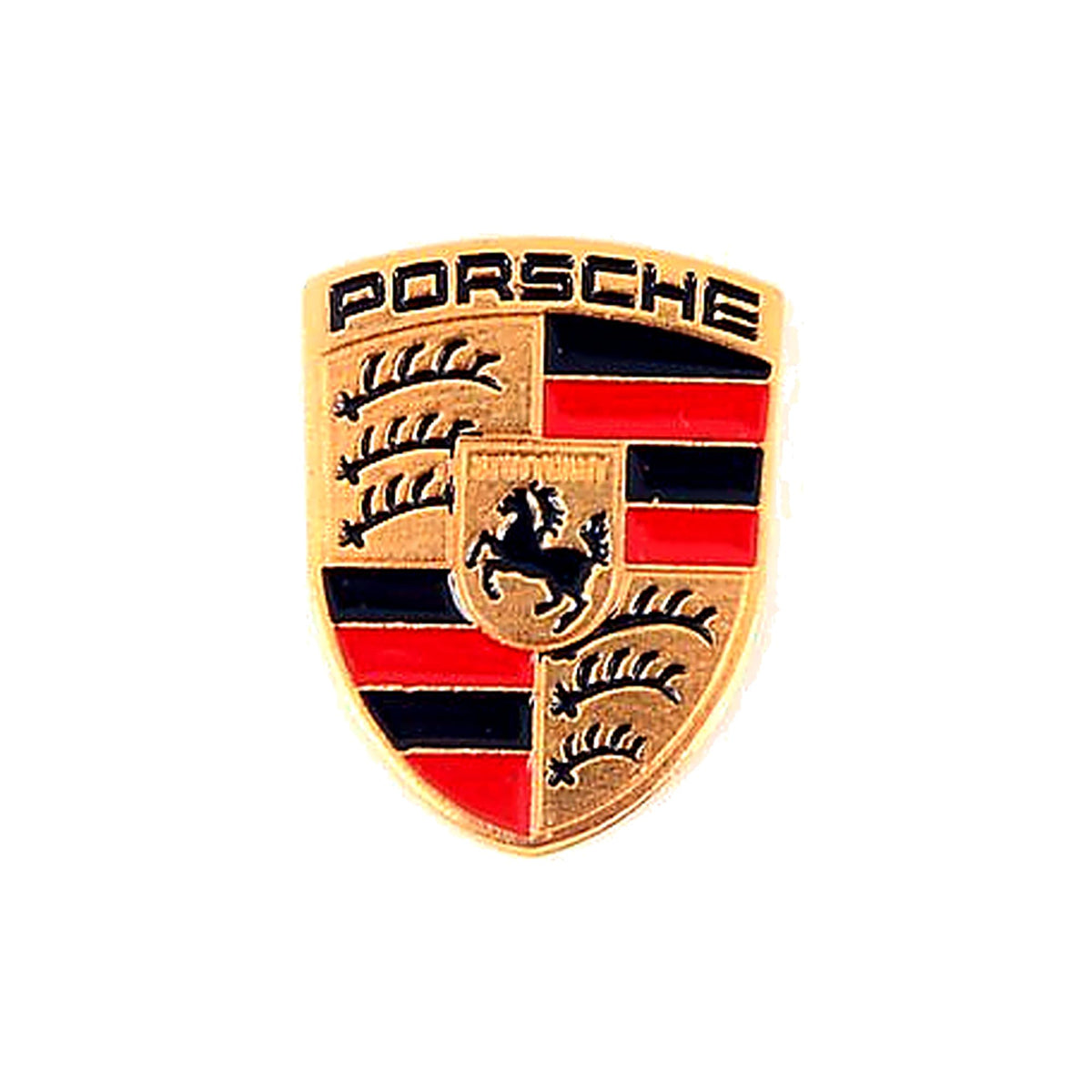 Porsche close-up of crest texture highlighting precise detailing and durable finish