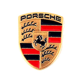 Porsche installed crest on key demonstrating seamless OEM fit and preserved function