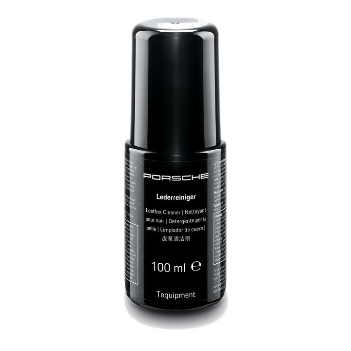 Porsche leather cleaner front bottle showing label and compact design benefiting precise use