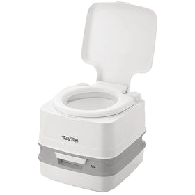 Porta Potti front view showing compact design and easy access benefits