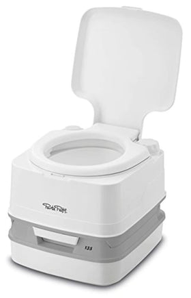 Porta Potti product label showing capacity and feature callouts for buyers