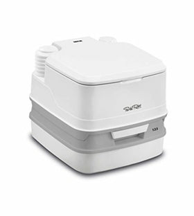 Porta Potti side profile highlighting slim footprint for space savings