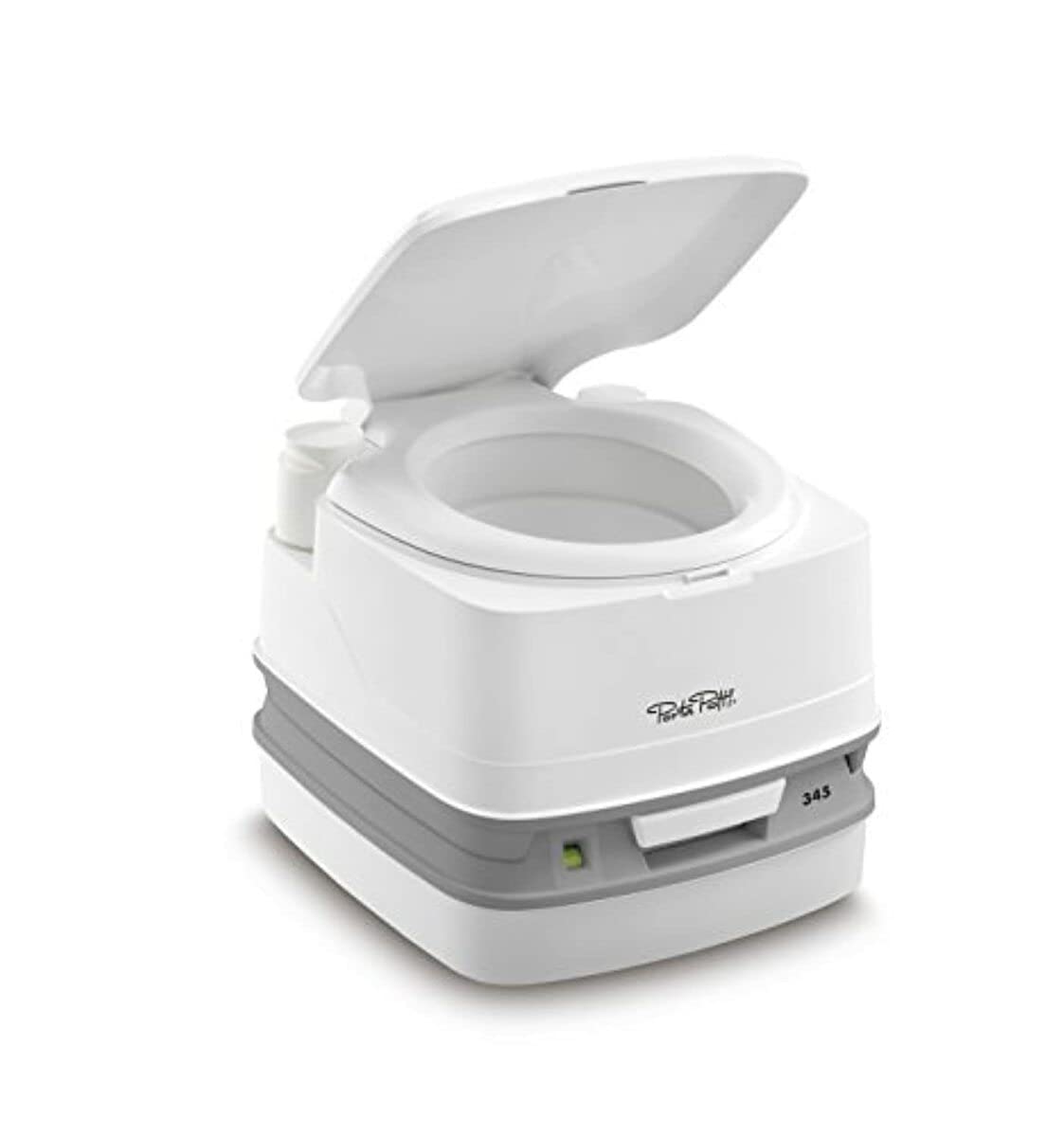 Porta Potti 345 rotating pour-out spout close-up for spill-free emptying