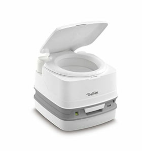 Porta Potti 345 side profile highlighting slim footprint for tight spaces