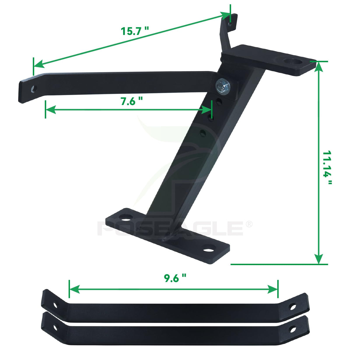 POSEAGLE long and short mounting rods displayed for flexible mower installation