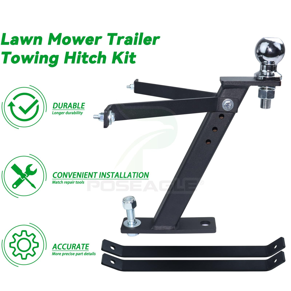 POSEAGLE side profile showing dimensions and fitment for mower frame mounting