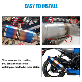 POSENG muffler installed on dirt bike demonstrating visual upgrade and reduced weight