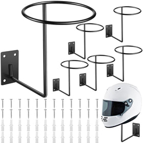 Potchen front view of six helmet mounts showing neat storage benefit