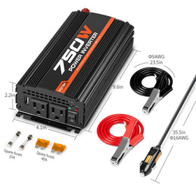 POTEK close-up of USB and AC ports enabling device charging on the go