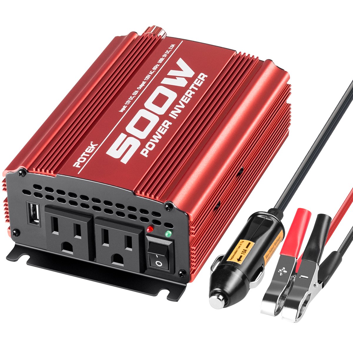 POTEK front panel showing AC outlets and USB for convenient device access