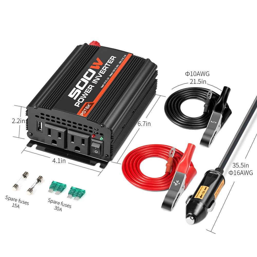 POTEK ports close-up showing AC sockets and USB port for easy access