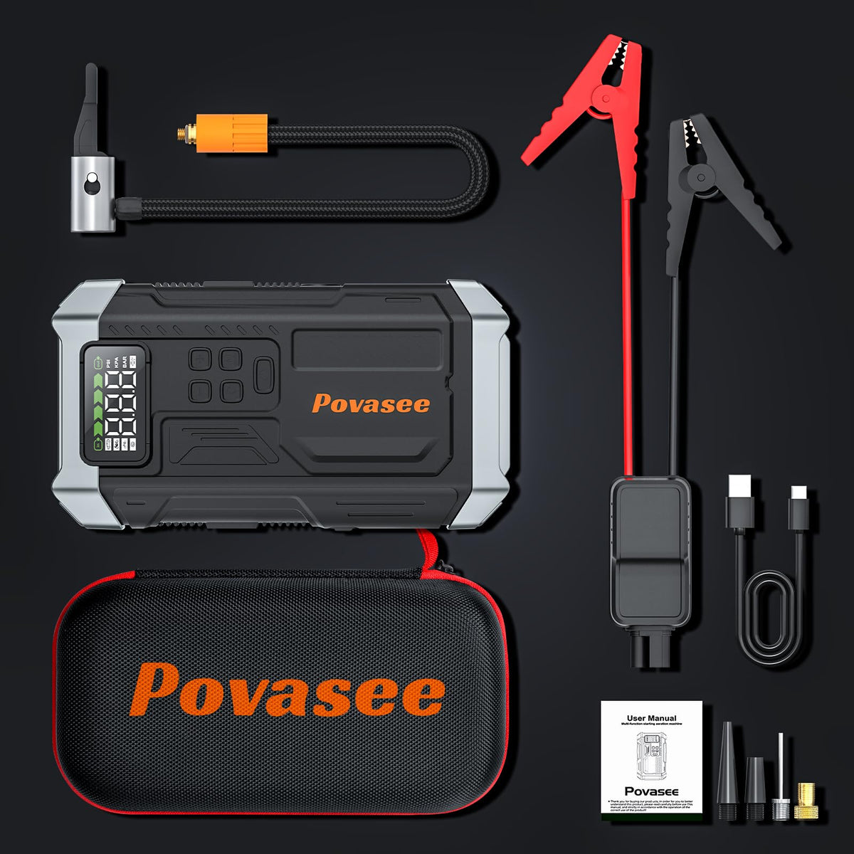 Povasee travel case open with all accessories organized, easy storage and transport
