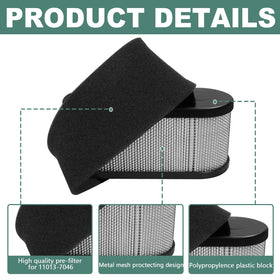 Poweka foam pre-filter detail demonstrating debris capture before main filter