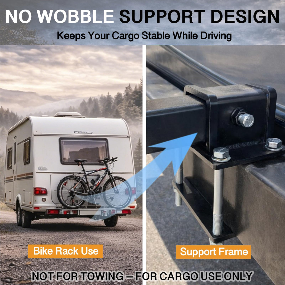 Poweka frame close-up highlighting reinforced support for reduced wobble
