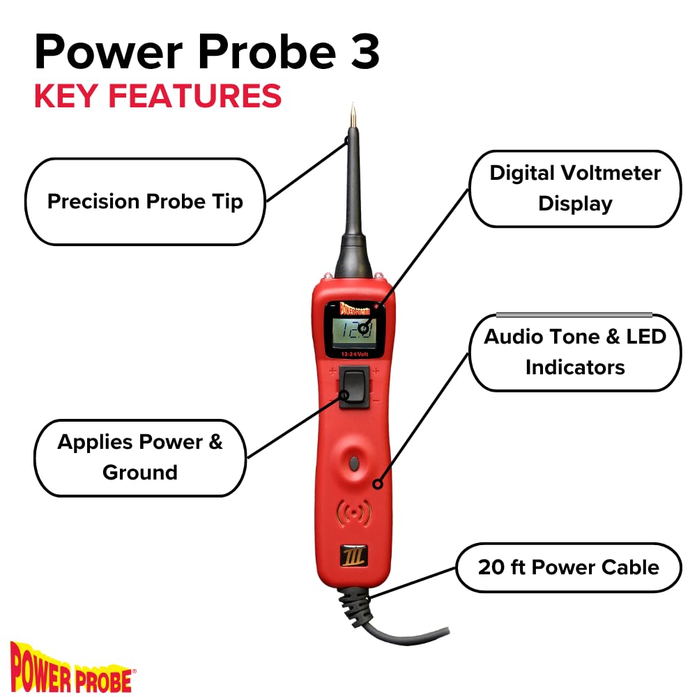 Power Probe digital display close-up showing voltage readout for accurate checks