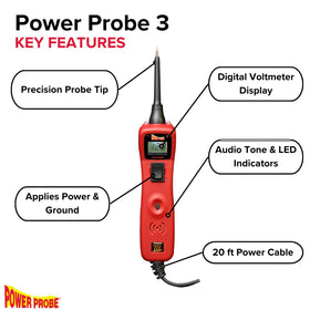 Power Probe digital display close-up showing voltage readout for accurate checks