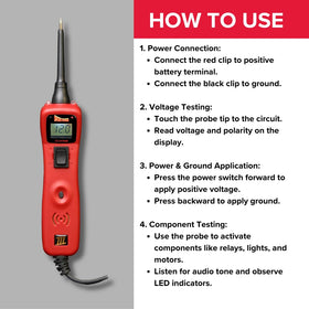 Power Probe in use on an automotive harness to isolate and activate components