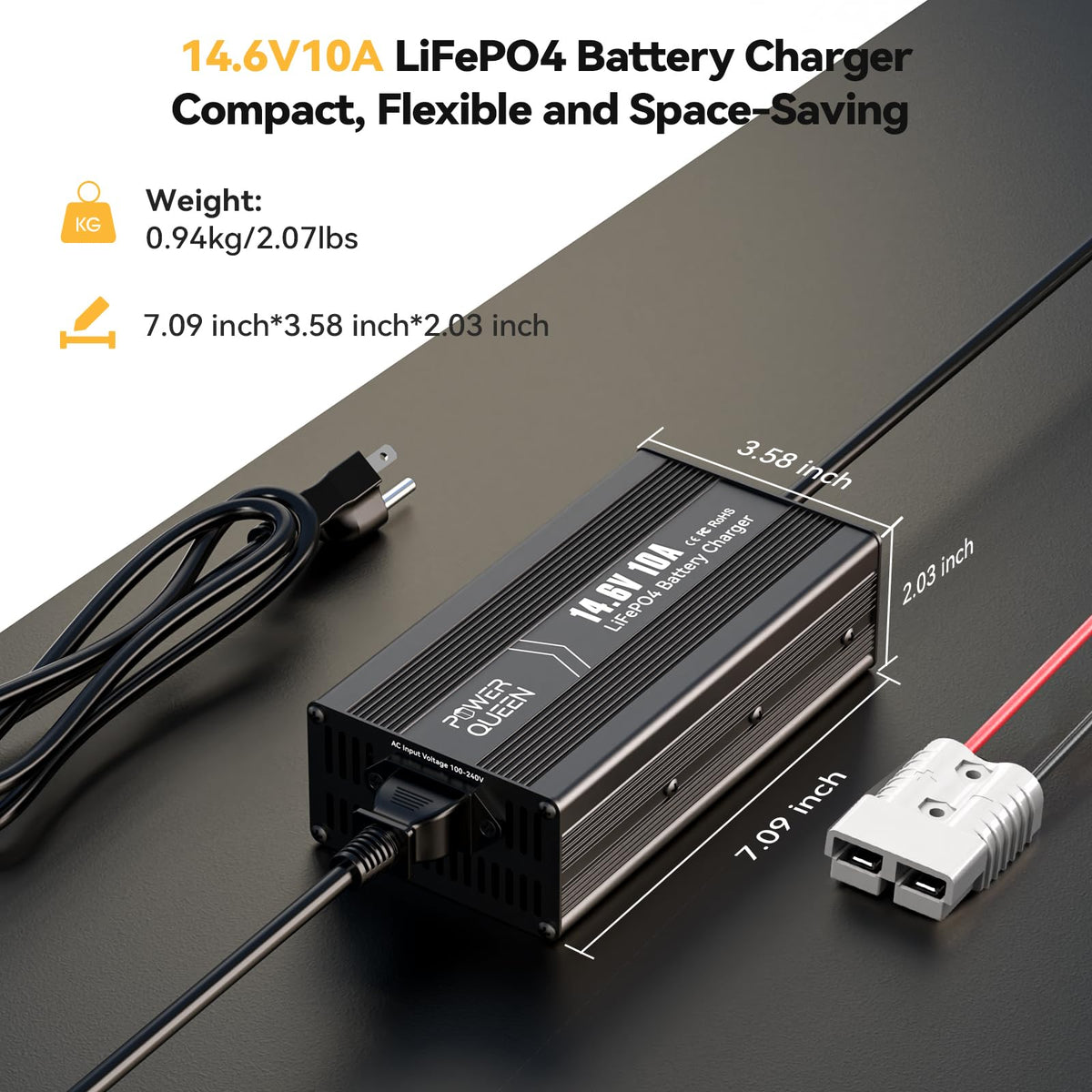 Power Queen battery clamps and heavy-gauge cable set showing secure connections and conductivity