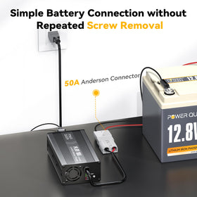 Power Queen charger side with specification label and port details for correct installation