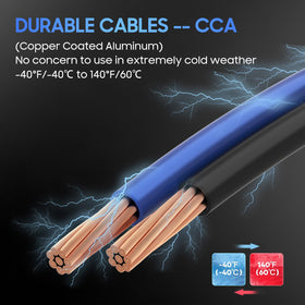 POWERBEST cables laid out 30ft showing long reach for flexible vehicle positioning